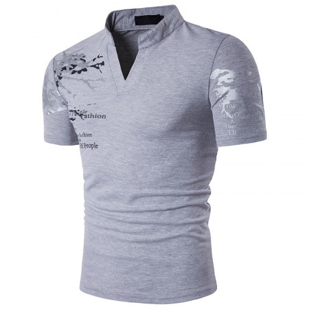 Men's Round Neck T-Shirt Straight Print Short Sleeve